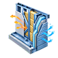 Sezione di parete con struttura in acciaio e isolamento termico multistrato