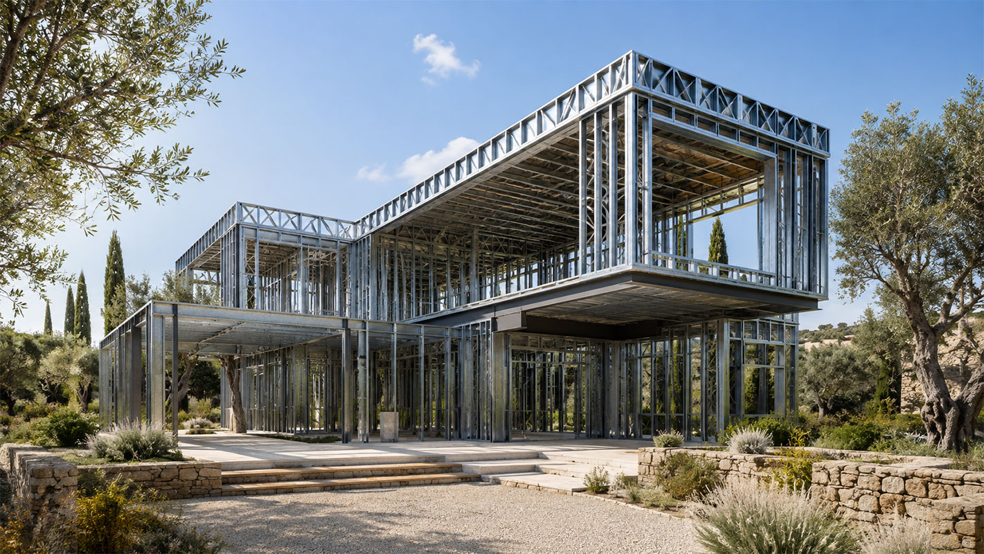 Struttura portante in acciaio Light Steel Frame per costruzione residenziale